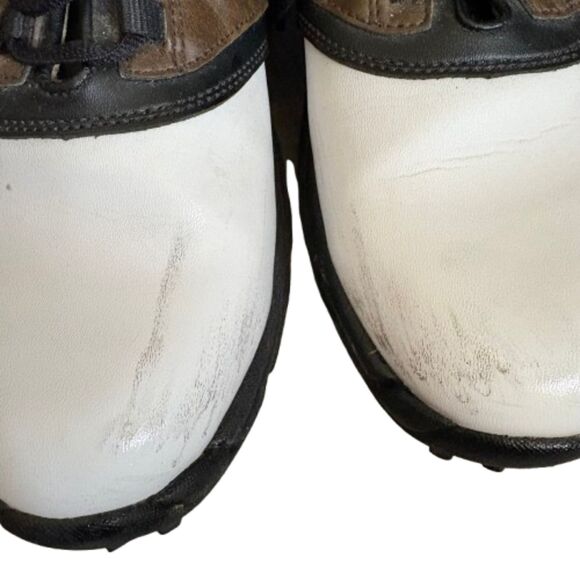FootJoy FlexZone White Brown Black Leather Golf Shoes‎ Cleats Men’s Size 8.5M main image 5